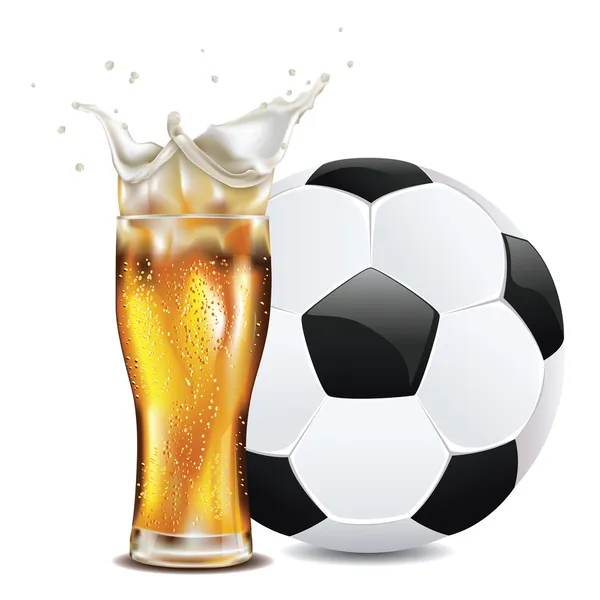 啤酒和足球球 — 图库矢量图片