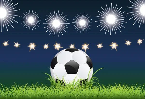 サッカー ボールと夜の競技場 — ストックベクタ