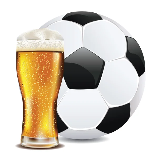 啤酒和足球球 — 图库矢量图片