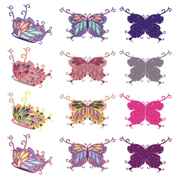 Papillons colorés ensemble — Image vectorielle