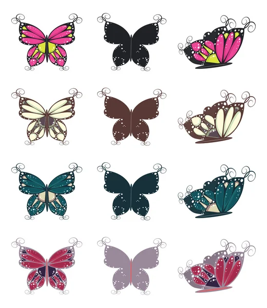 Papillons colorés ensemble — Image vectorielle