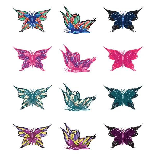 Papillons colorés ensemble — Image vectorielle