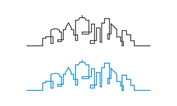 City Skyline Line Art Vector Illustration City Skyline Background — Stock Vector