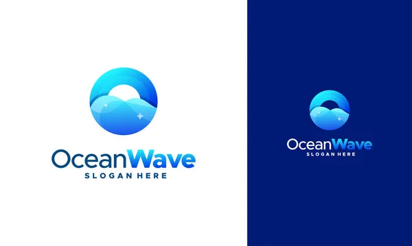 Moderno Logo Iconic Ocean Wave Con Onde Illustrazione Vettoriale — Vettoriale Stock