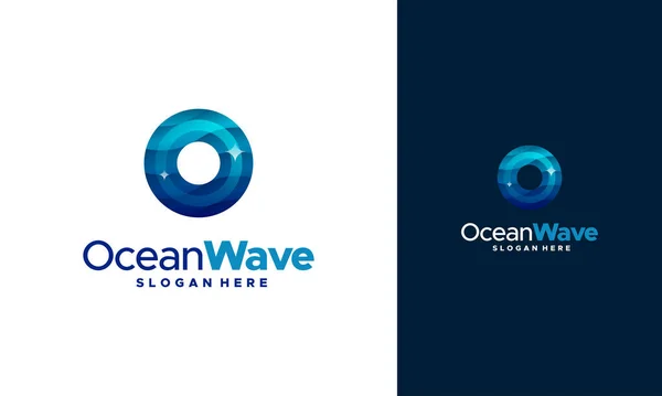 Moderno Logo Iconic Ocean Wave Con Onde Illustrazione Vettoriale — Vettoriale Stock