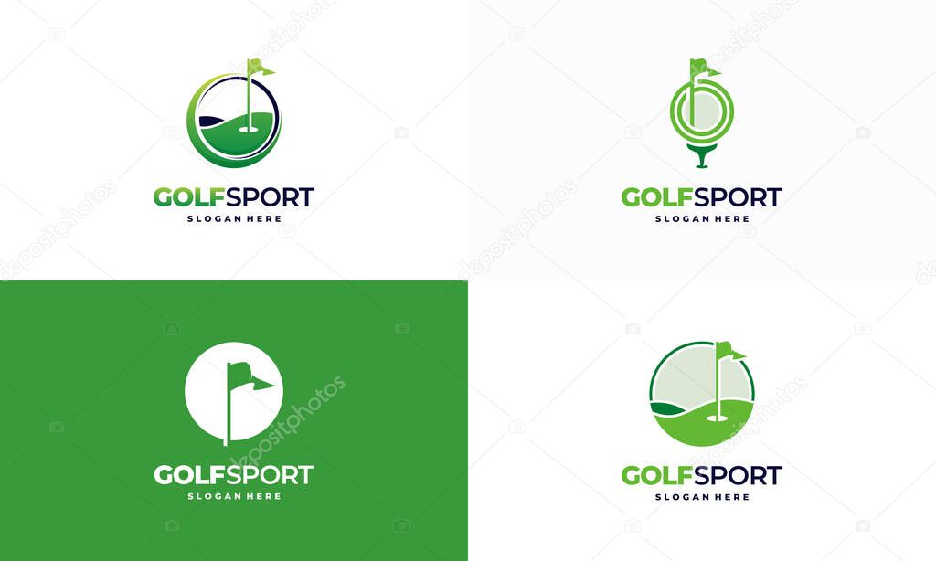 Set of Iconic Golf logo designs concept, Golf Land logo designs concept vector