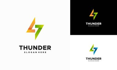 Modern Thunder Lightning logosu konsept vektörü, elektrik logo şablon simgesi simgesi dizayn etti