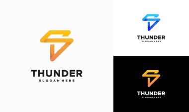 Modern Thunder Lightning logosu konsept vektörü, elektrik logo şablon simgesi simgesi dizayn etti