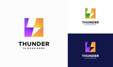 Modern Thunder Lightning logosu konsept vektörü, elektrik logo şablon simgesi simgesi dizayn etti