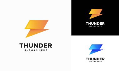 Modern Thunder Lightning logosu konsept vektörü, elektrik logo şablon simgesi simgesi dizayn etti