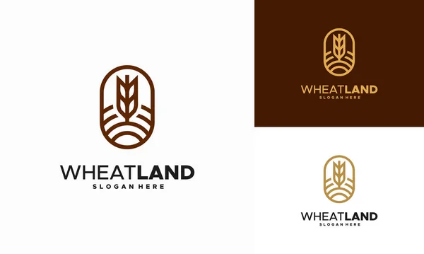 Getreidefeld Logo Konzept Landwirtschaft Weizen Logo Vorlage Vektorsymbol — Stockvektor