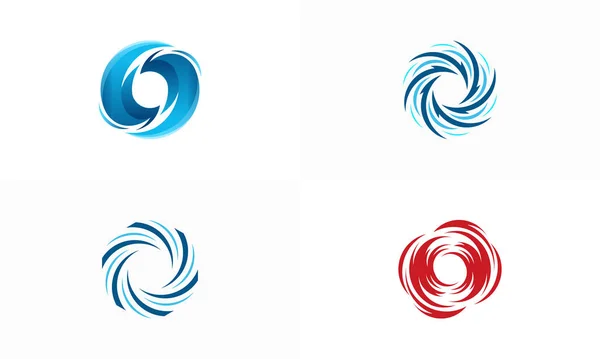 サークル竜巻のロゴのシンボルのセット 抽象ハリケーンのロゴのシンボル 台風のベクトル図 — ストックベクタ