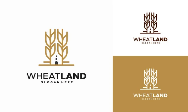 Grain Wheat Field Logo Concept Agricultura Trigo Logo Plantilla Vector — Vector de stock