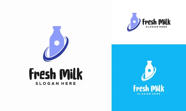 Fresh Milk Logo Designs Concept Vector Healthy Milk Logo Template — Stock Vector