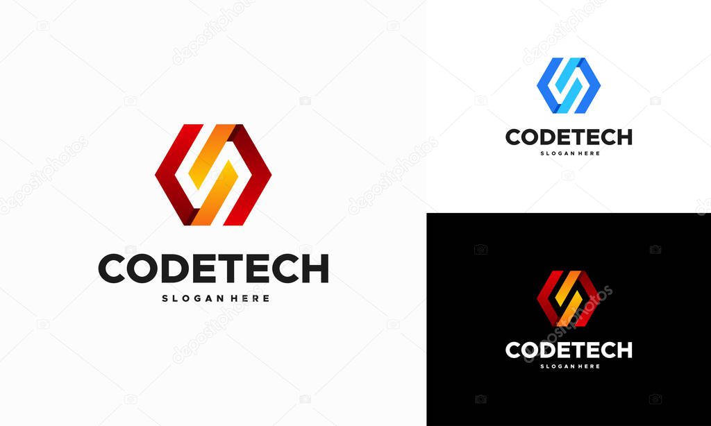 Modern Coding logo designs concept vector, Programmer Technology logo icon vector
