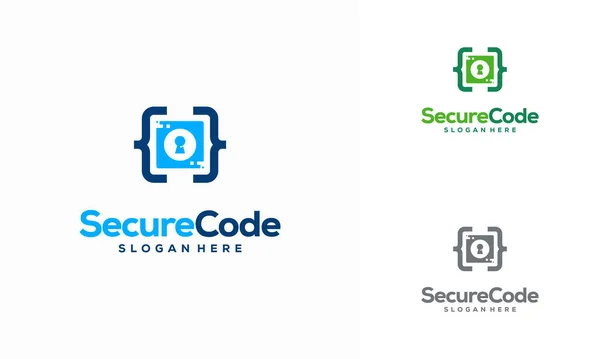 Secure Code Logo Design Concept Vector High Tech Security Logo — Stockový vektor