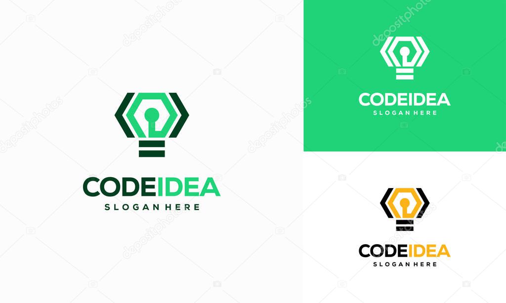 Code Idea logo designs concept vector, Programmer logo symbol icon