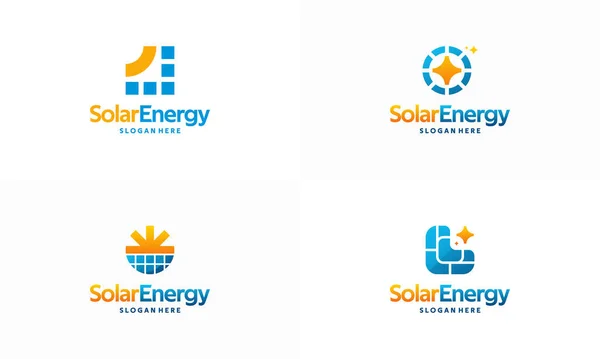 Набір Дизайнів Логотипів Панелі Сонячної Енергії Вектор Логотип Сонячної Енергії — стоковий вектор