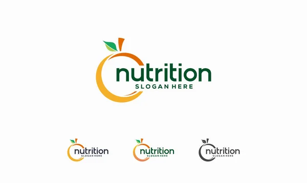 Fruit Nutrition Logo Design Nature Biologique Icône Logo Fruits Frais — Image vectorielle