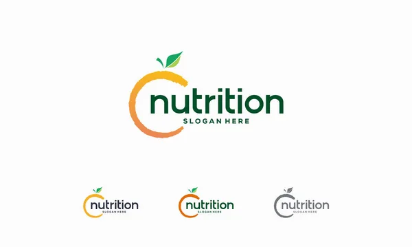 Fruit Nutrition Logo Design Nature Biologique Icône Logo Fruits Frais — Image vectorielle