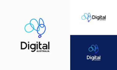 Modern Dijital Avustralya Logo Şablonu Vektör çizimi, Avustralya Teknoloji Logosu şablonu tasarımları