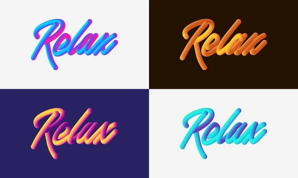 Moderne Relax Belettering Lijn Blend Achtergrond Levendige Gradiënt Gemengde Vloeistof — Stockvector