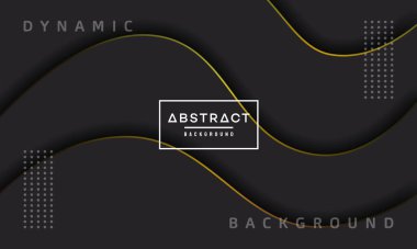 Geometrik arkaplan. Akışkan şekiller siyah renk, dinamik desenli arkaplan tasarımı 3B biçiminde