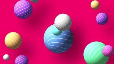 Soyut Animasyon 3D Hareket Çemberleri, Toplar, Küreler Renkli Hareket Etme Minimum Eğlenceli Arka plan Yüksek Çözünürlüğü