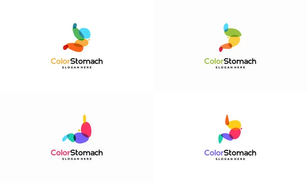 Set Stomach Logo Designs Colorful Stomach Logo Designs Concept Vector — Stock Vector