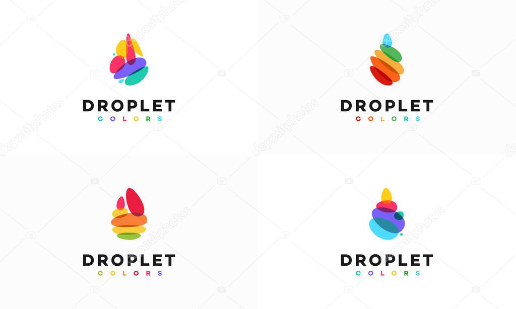 Set of Colorful Water Droplet logo vector, Water logo designs template, design concept, logo, logotype element for template