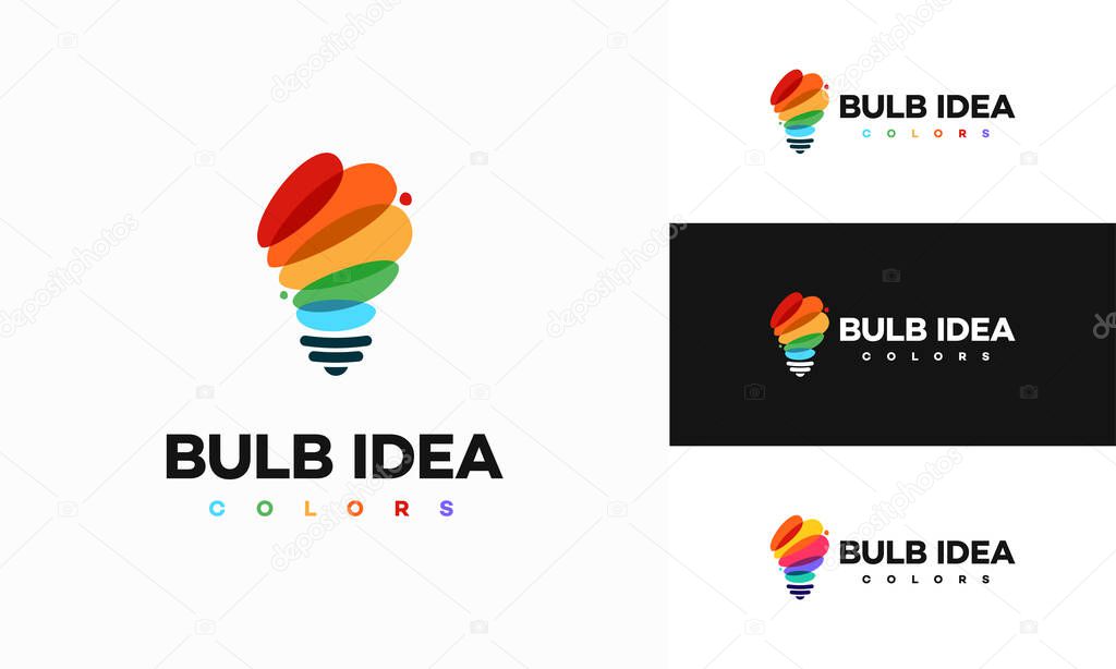 Colorful lightbulb logo designs concept, creative icon symbol technology logo, bulb logo designs