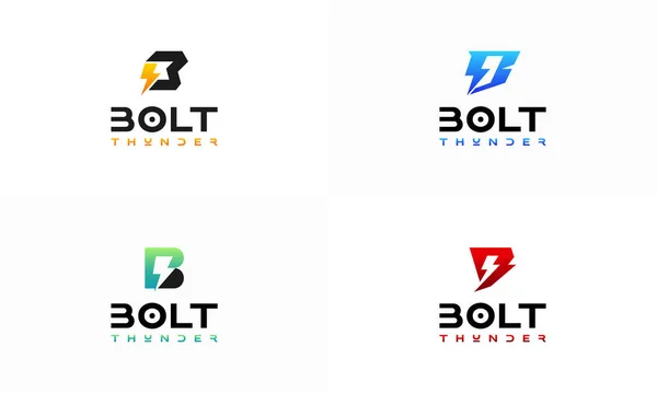 Zestaw Initial Bolt Thunder Logo Projektuje Wektor Koncepcyjny Elektryczność Technologia — Wektor stockowy