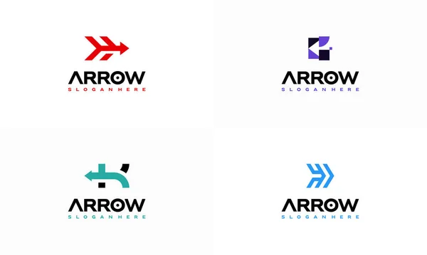 Zestaw Simple Arrow Logo Projektuje Wektor Koncepcji Line Fast Logistic — Wektor stockowy