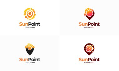 Sun Point logo dizayn konsept vektörü, Güneş Avcısı Logo şablonu simgesi