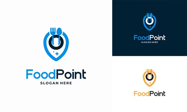 Food Point Logo Desain Konsep Vektor Restaurant Logo Desain Templat - Stok Vektor