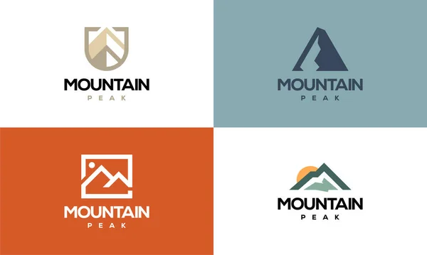 Набор Дизайн Логотипа Modern Mountain Peak Вектор Концепции Простые Ландшафтные — стоковый вектор