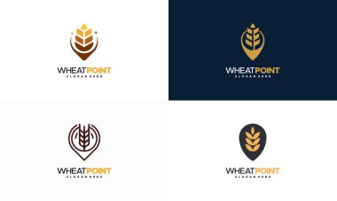 Set of Wheat Agriculture logo designs concept vector, Wheat Point logo designs template