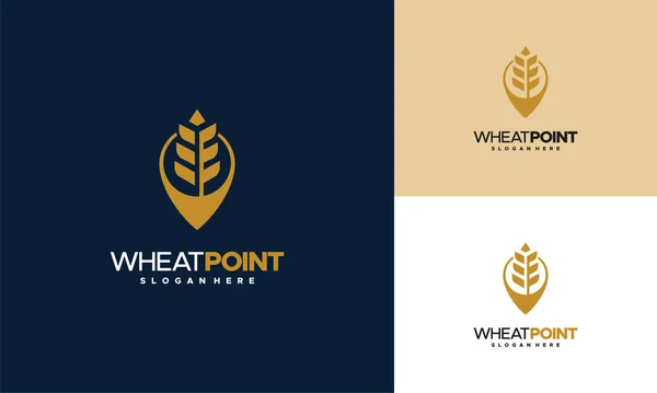 Wheat Agriculture Logo Designs Concept Vector Wheat Point Logo Designs — Vector de stock