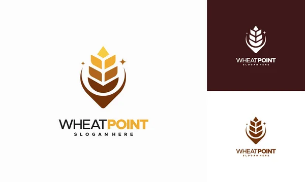 Wheat Agriculture Logo Designs Concept Vector Wheat Point Logo Designs — Vector de stock