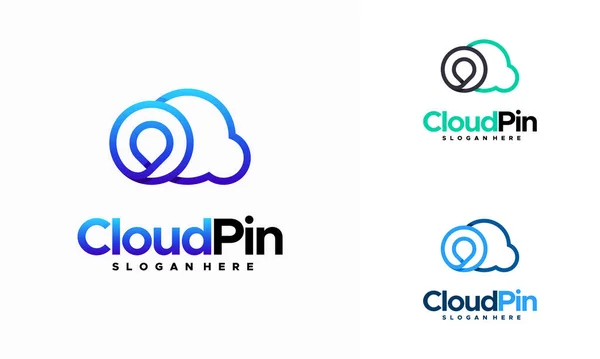 Creative Cloud Pin Logo Deign Concept Vector Cloud Point Technology - Stok Vektor