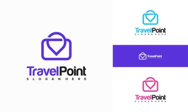 Travel Point Logo designs concept with suitcase symbol icon vector