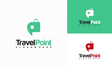Travel Point Logo designs concept with suitcase symbol icon vector