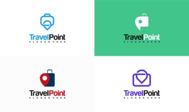 Set of Travel Point Logo designs concept with suitcase symbol icon vector