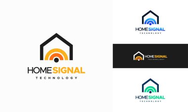 Home Signal House Logo designs concept vector, Wifi Technology Internet Network Router Logo Design