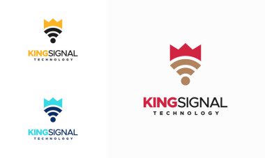 King Signal Logo designs concept vector, Signal and crown logo symbol icon