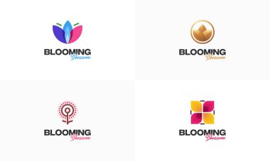 Çiçek logosu dizayn konsept vektörü, Çiçek açan logo simgesi