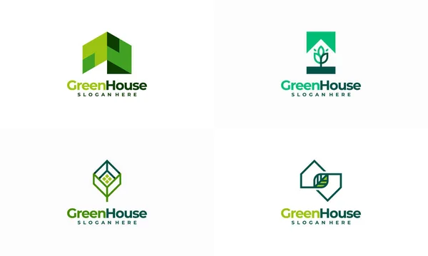 Sada Designu Loga Modern Green House Koncept Vektor Design Loga — Stockový vektor