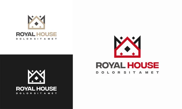 Sencillo Royal House Logo Diseños Concepto Vector Ilustración King Home — Archivo Imágenes Vectoriales