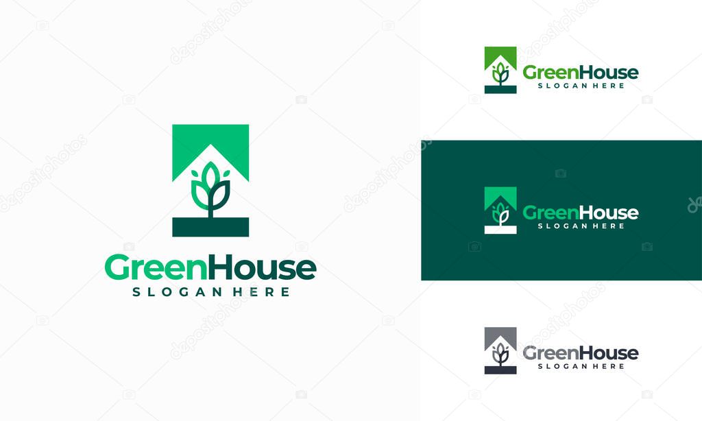 Modern Green House logo designs concept vector, Building Development logo designs template