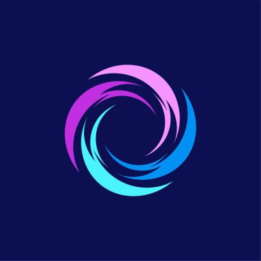 Modern Mavi Çember Tornado logosu izole edilmiş, Soyut Kasırga Logosu Sembolü, Tayfun vektör çizimi